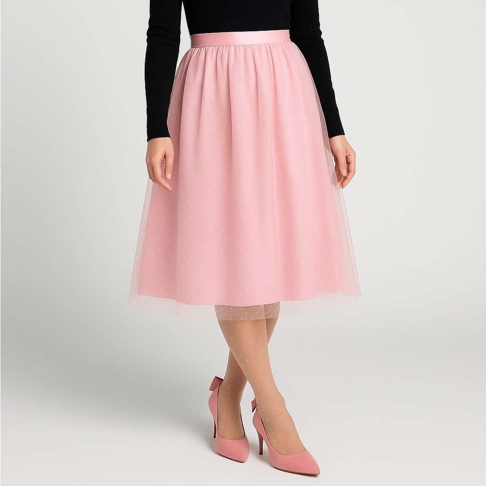 Modcloth Women’s Coquette Elegant Swiss Dot Pinks Tulle Skirt Sz 14/ Large